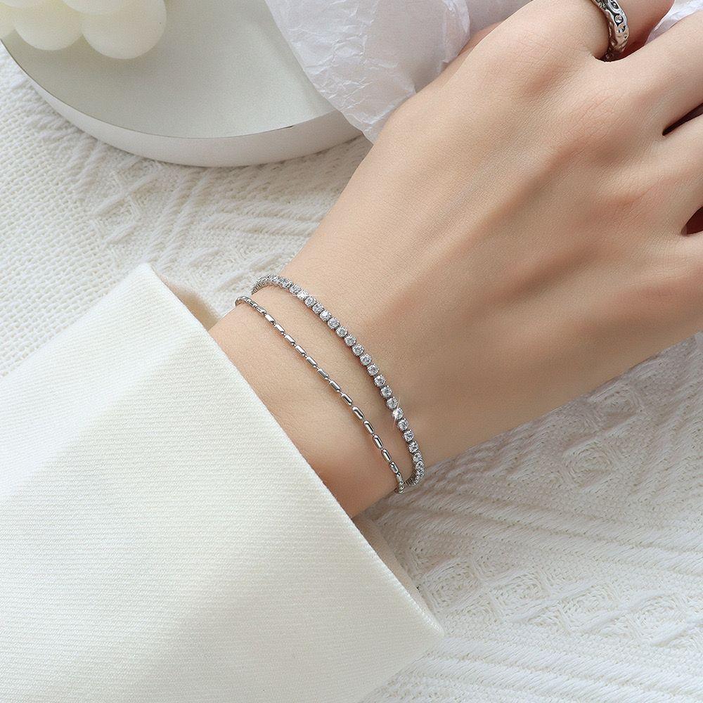 Pulsera Baño Oro 18k Tenis Mostacillas-1