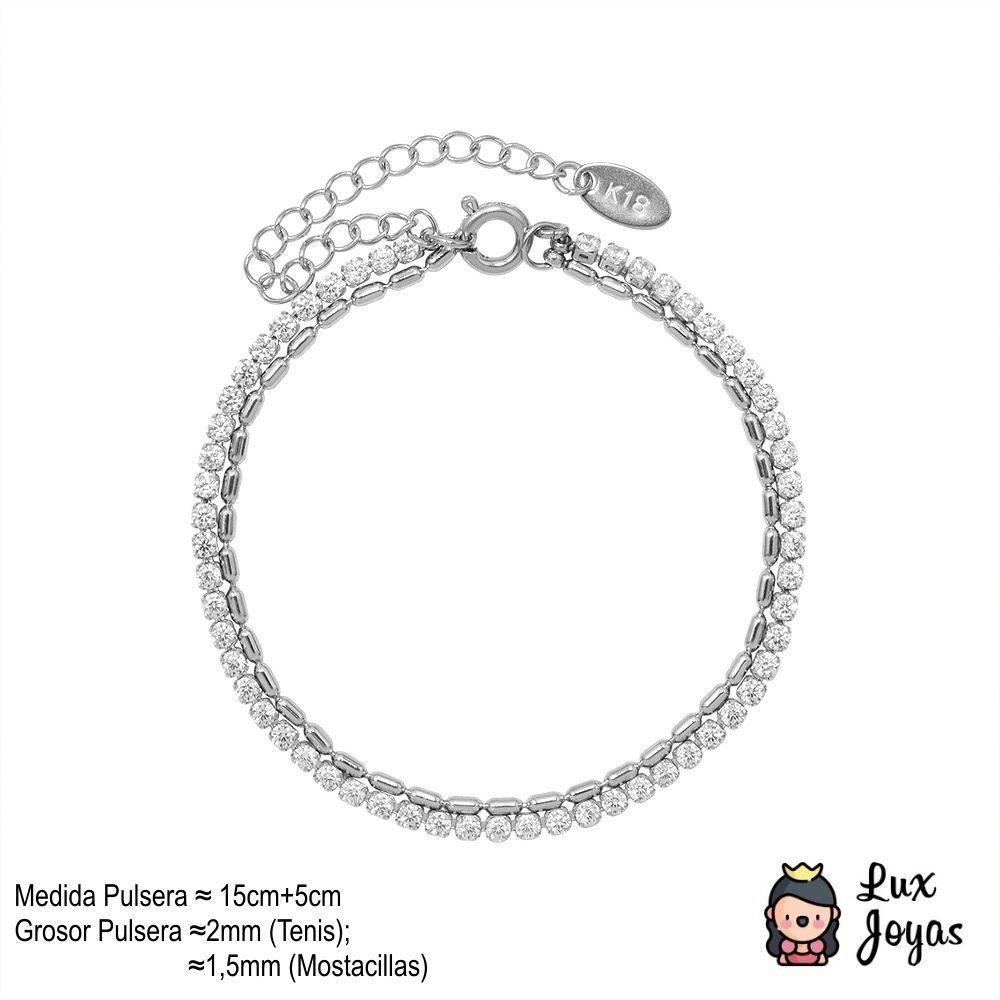 Pulsera Baño Oro 18k Tenis Mostacillas-3