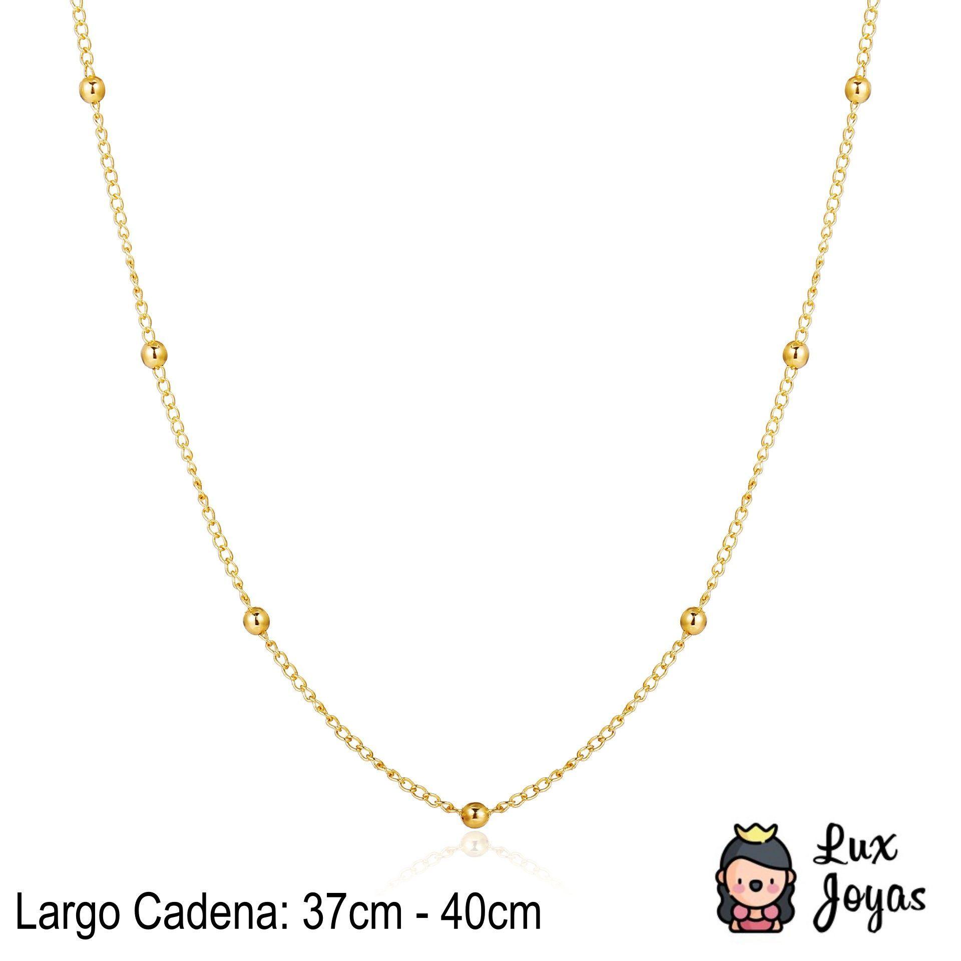 Collar Plata 925 Baño Oro Eslabones Bolitas-2