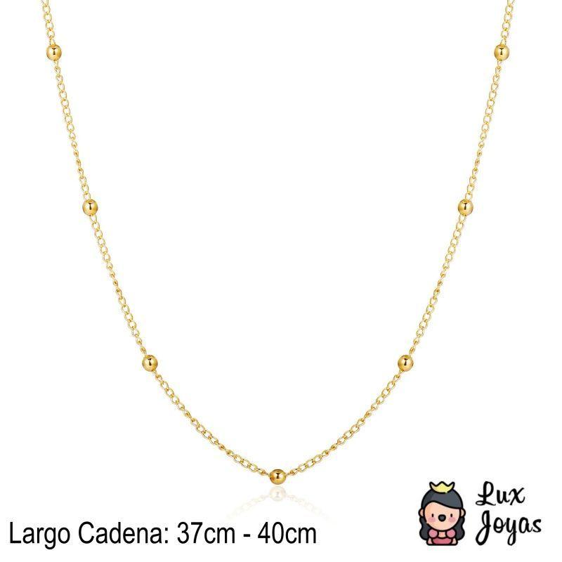 Collar Plata 925 Baño Oro Eslabones Bolitas-2