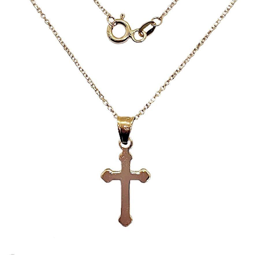 Cadena Eslabones Cruz Lisa Oro 18k 50cm-0