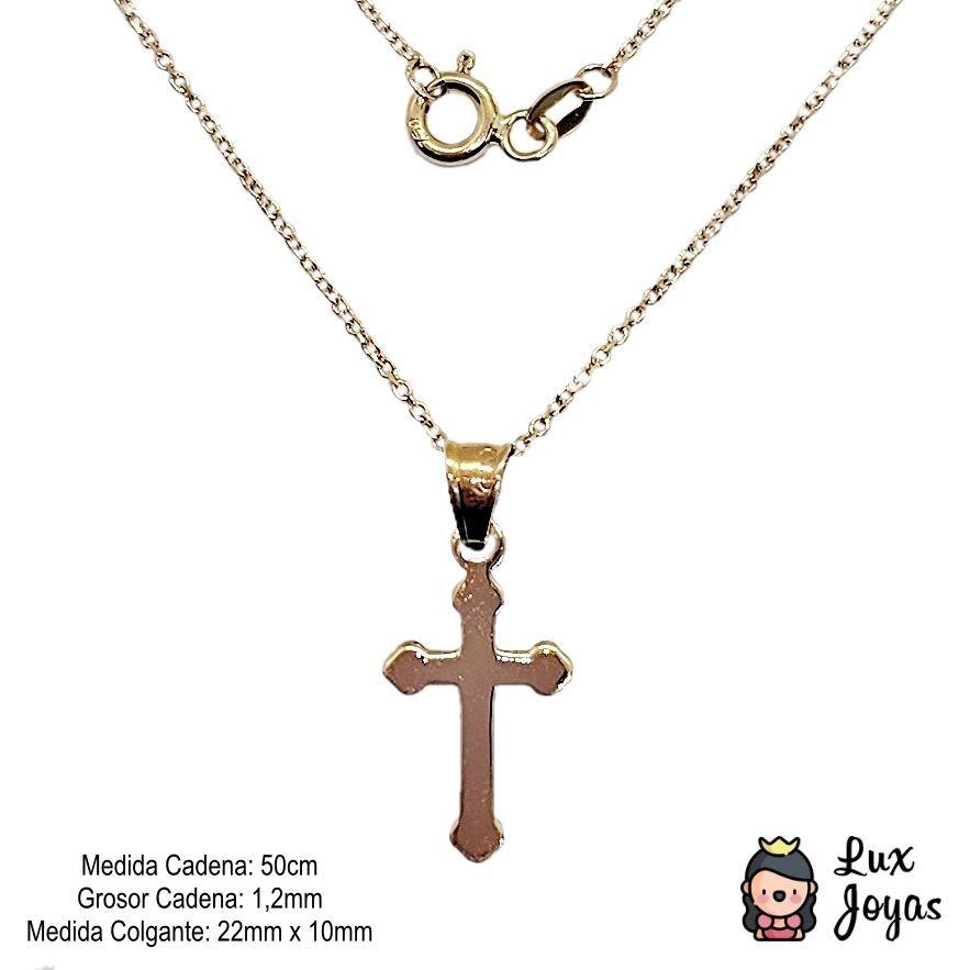Cadena Eslabones Cruz Lisa Oro 18k 50cm-2