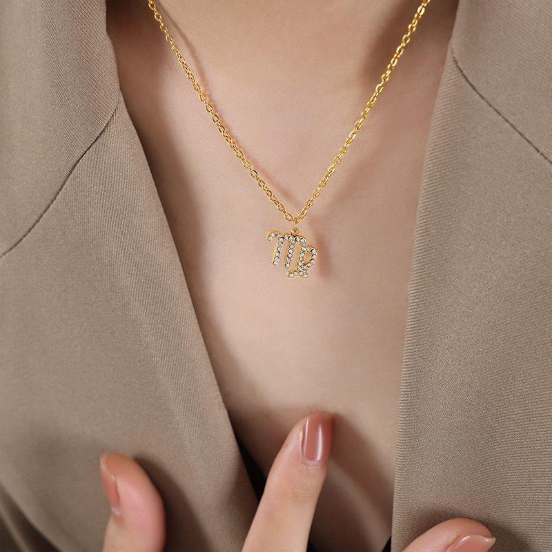 Collar Baño Oro 18k Signo Zodiaco Virgo-1
