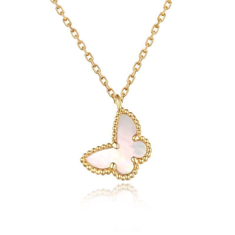 CADENA ESLABONES ORO ROSADO 18K COLGANTE MARIPOSA NACAR-0