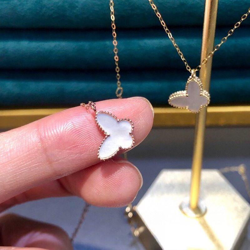 CADENA ESLABONES ORO ROSADO 18K COLGANTE MARIPOSA NACAR-2