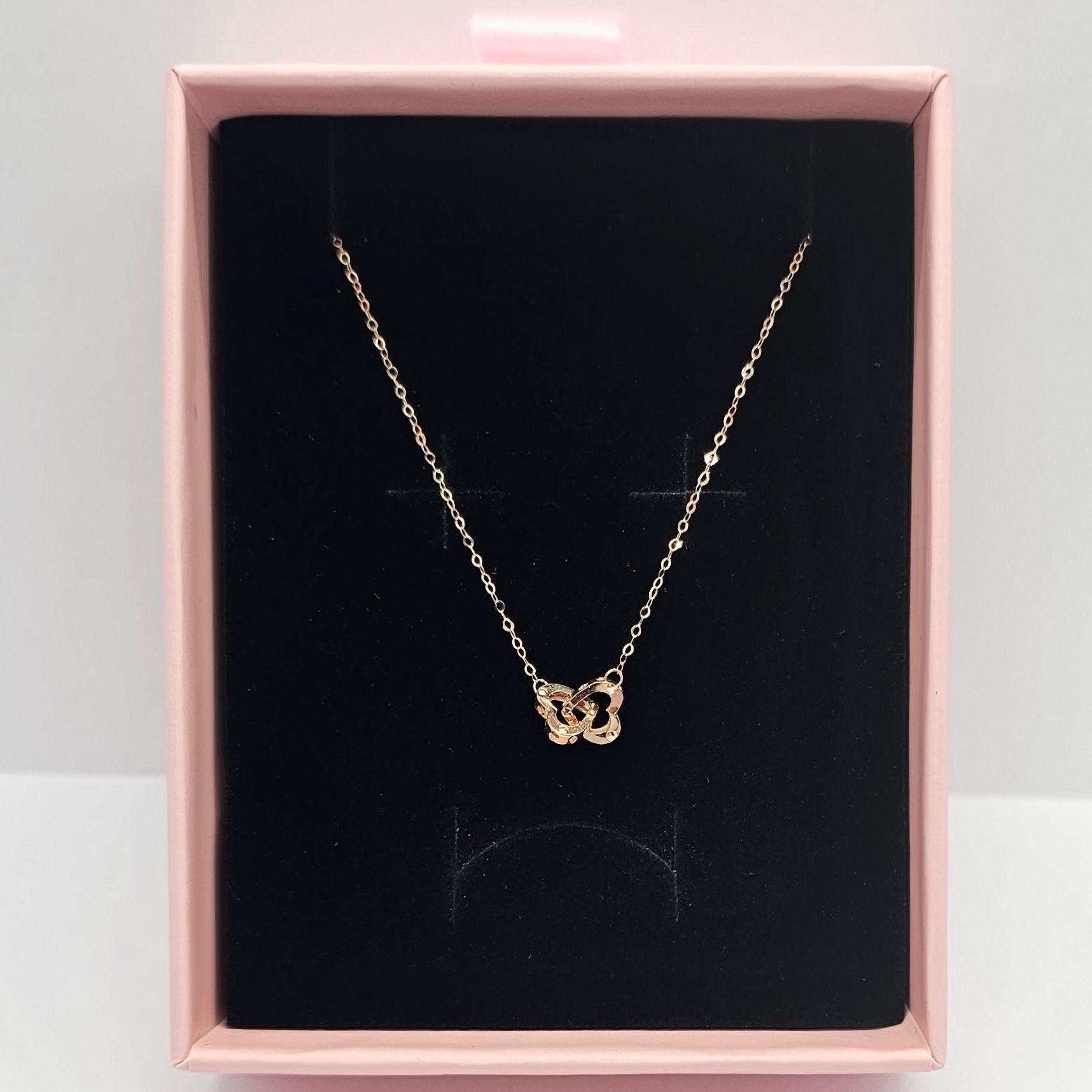 CADENA ESLABONES ORO ROSADO 18K DOS CORAZONES 18K-6