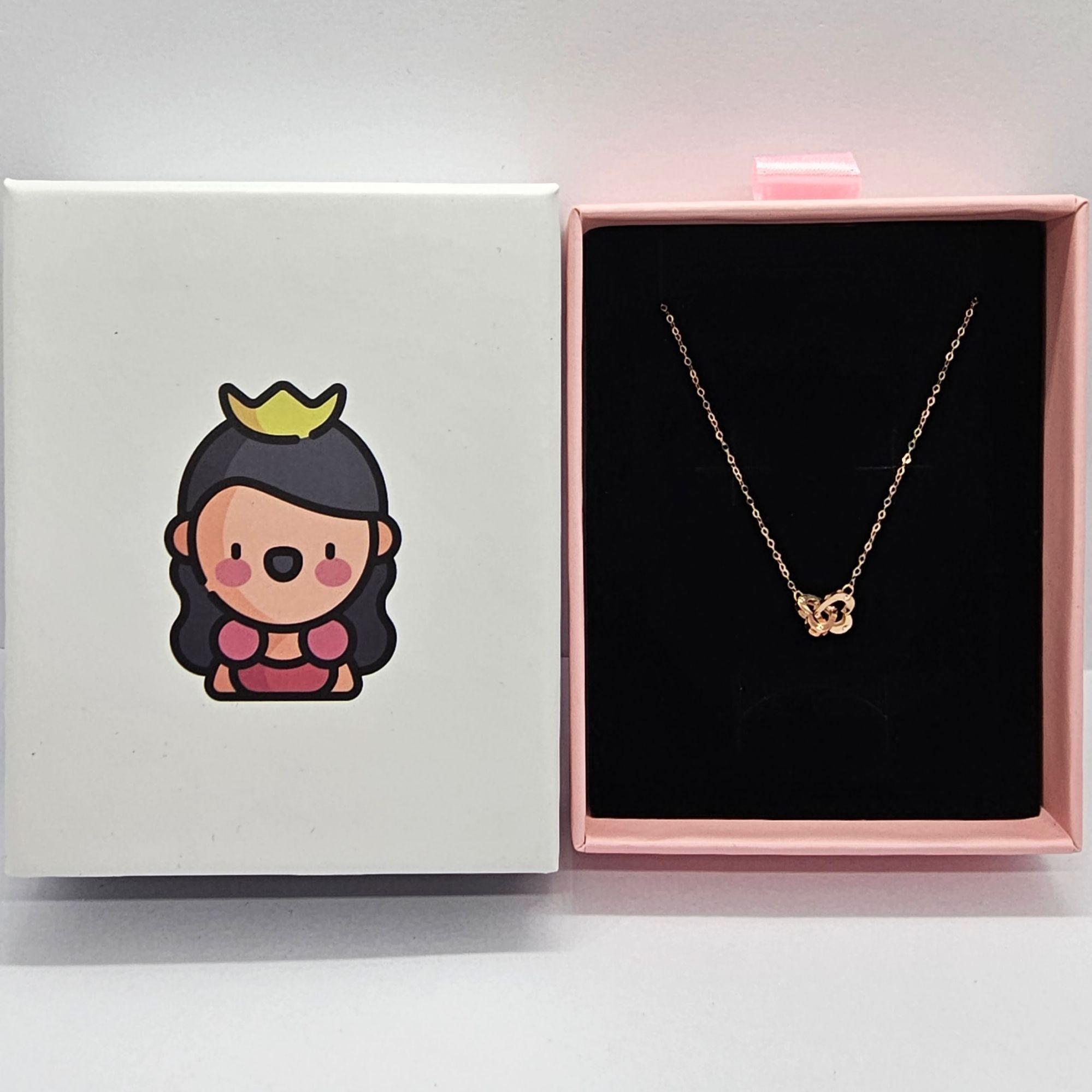 CADENA ESLABONES ORO ROSADO 18K DOS CORAZONES 18K-7