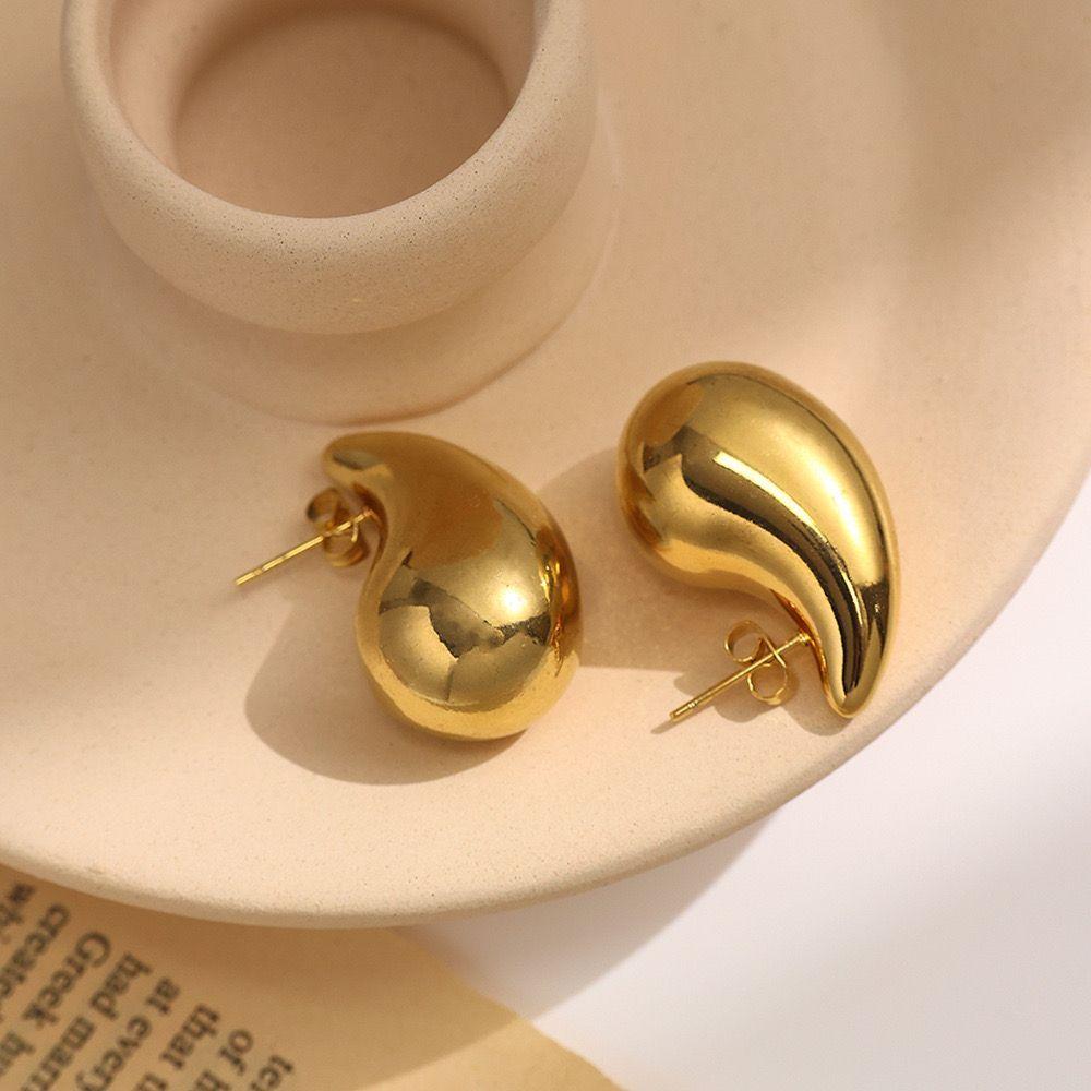 Aros Baño Oro 18k Pegados Gota S-1