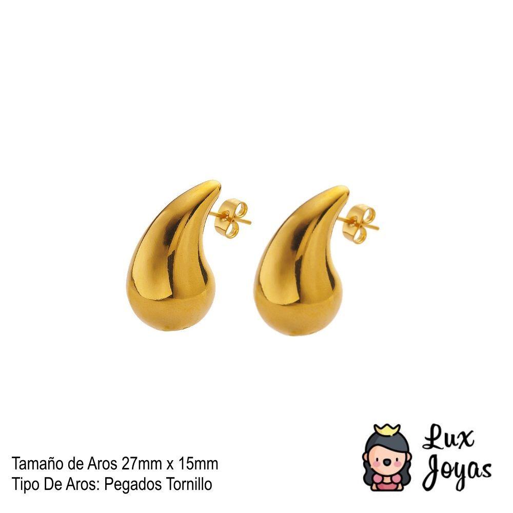 Aros Baño Oro 18k Pegados Gota S-2