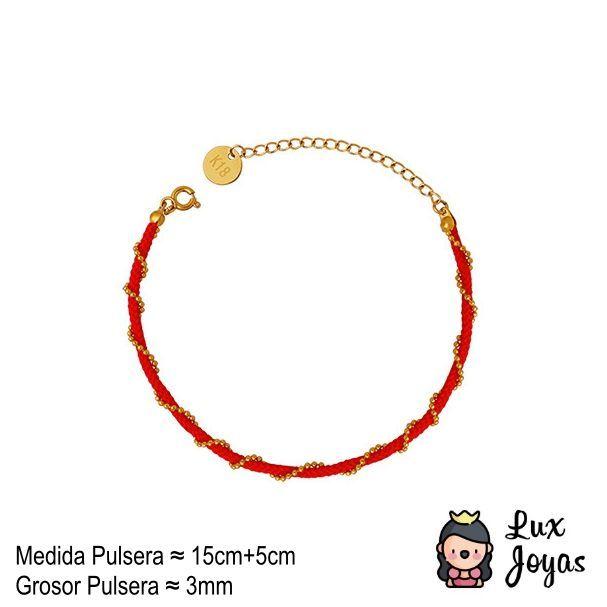 Pulsera Baño Oro 18k Hilo Rojo Enrollado-3