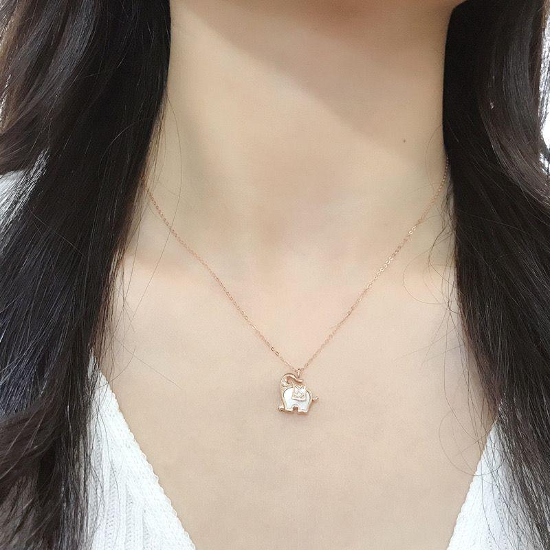 CADENA ESLABONES ORO ROSADO 18K COLGANTE ELEFANTE NÁCAR DIAMANTE 1P 18K-4