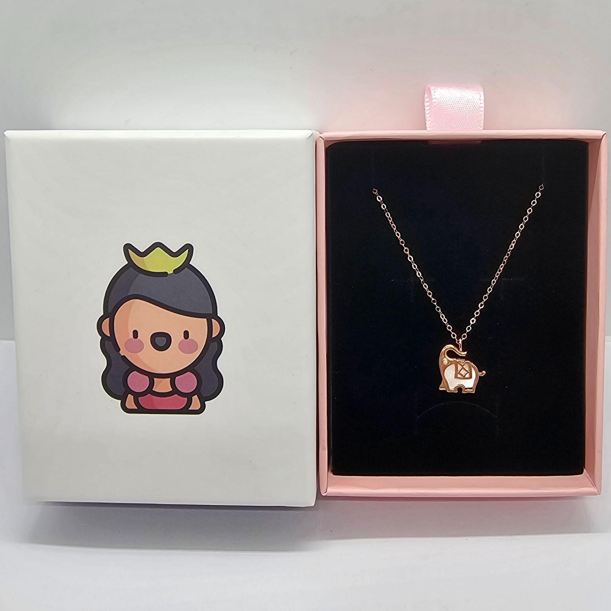 CADENA ESLABONES ORO ROSADO 18K COLGANTE ELEFANTE NÁCAR DIAMANTE 1P 18K-6