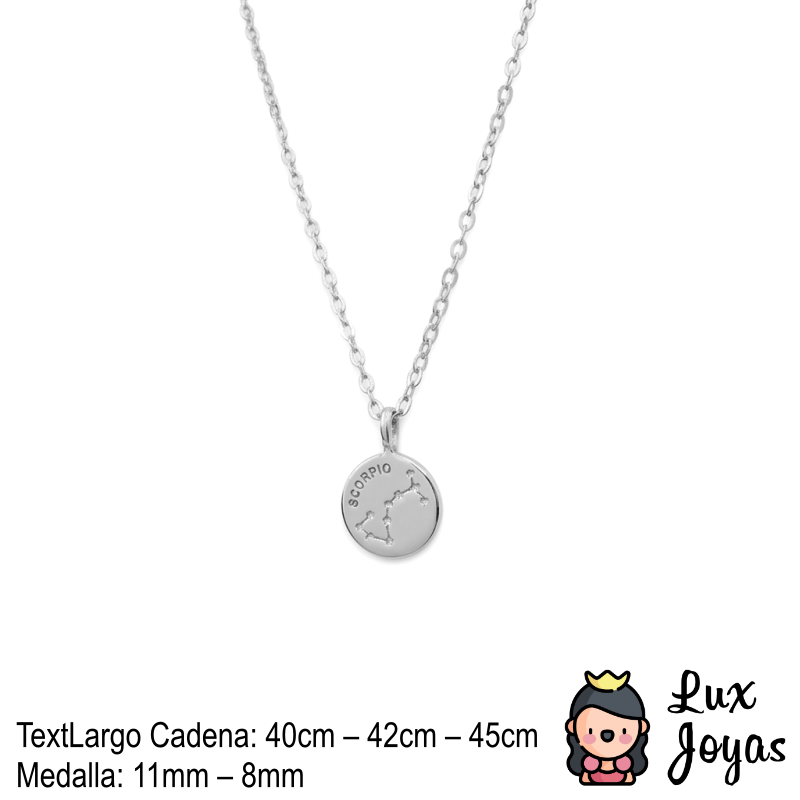 Collar Plata 925 Escorpio Signo Zodiacal-3