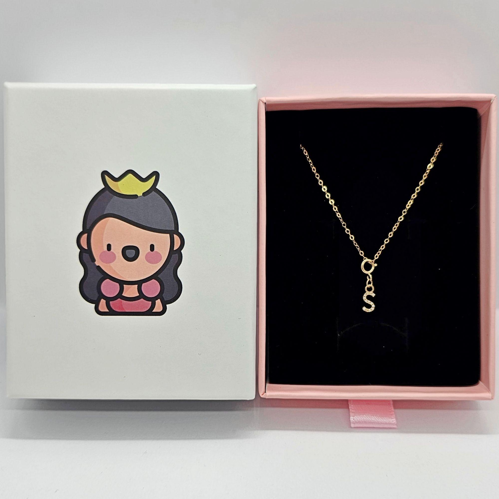 Cadena Eslabones Oro Amarillo 18k Charm Letras Inicial S Full Diamante-3