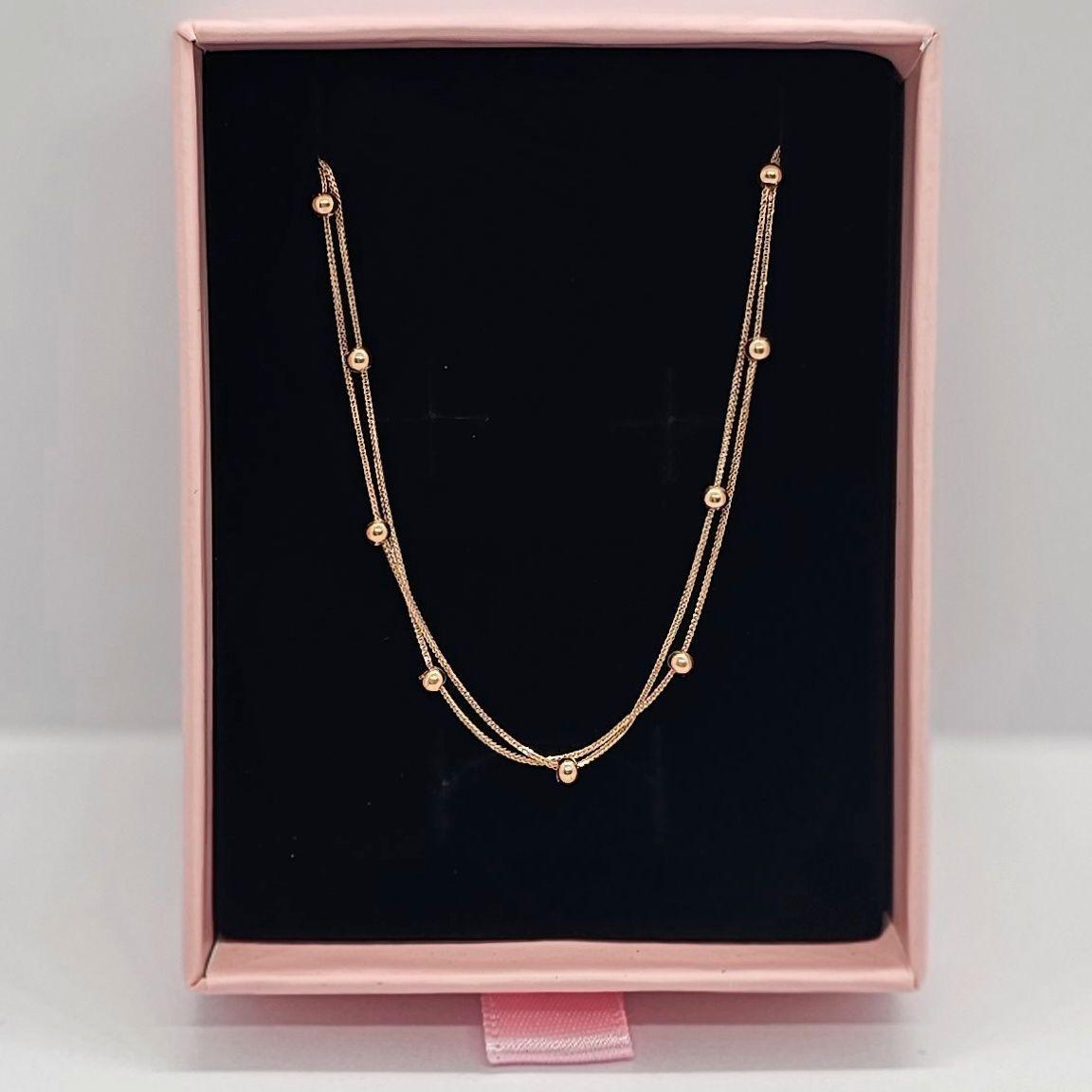 PULSERA DOBLE PELOTITAS ORO ROSADO 18K-3