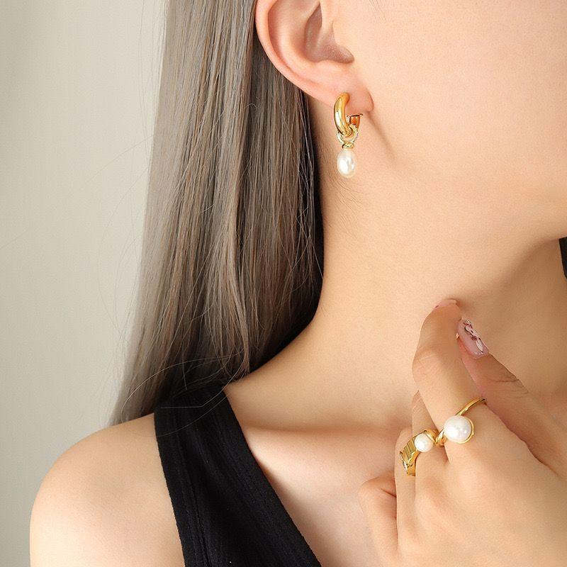 Aros Baño Oro 18k Argollas Tubo Perla Brillitos-3
