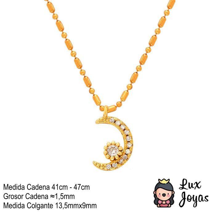 Collar Baño Oro 18k Mostacillas Luna-3