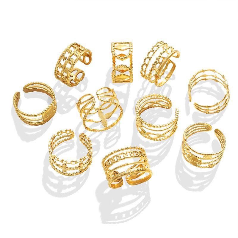 Anillo Baño Oro Amarillo 18 Kilates Cadena Argolla Ajustable-4