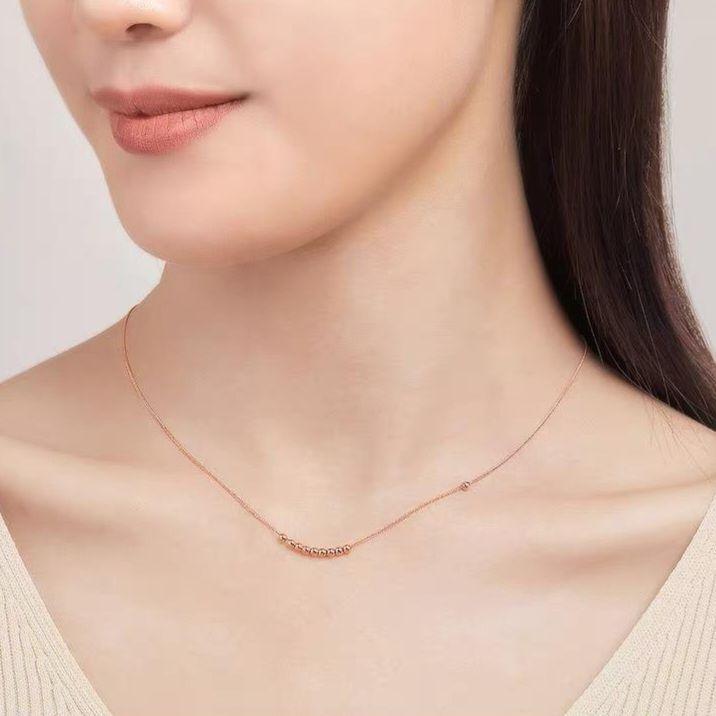 CADENA TEJIDA ORO ROSADO 18K COLGANTE 12 PELOTITAS 18K-5