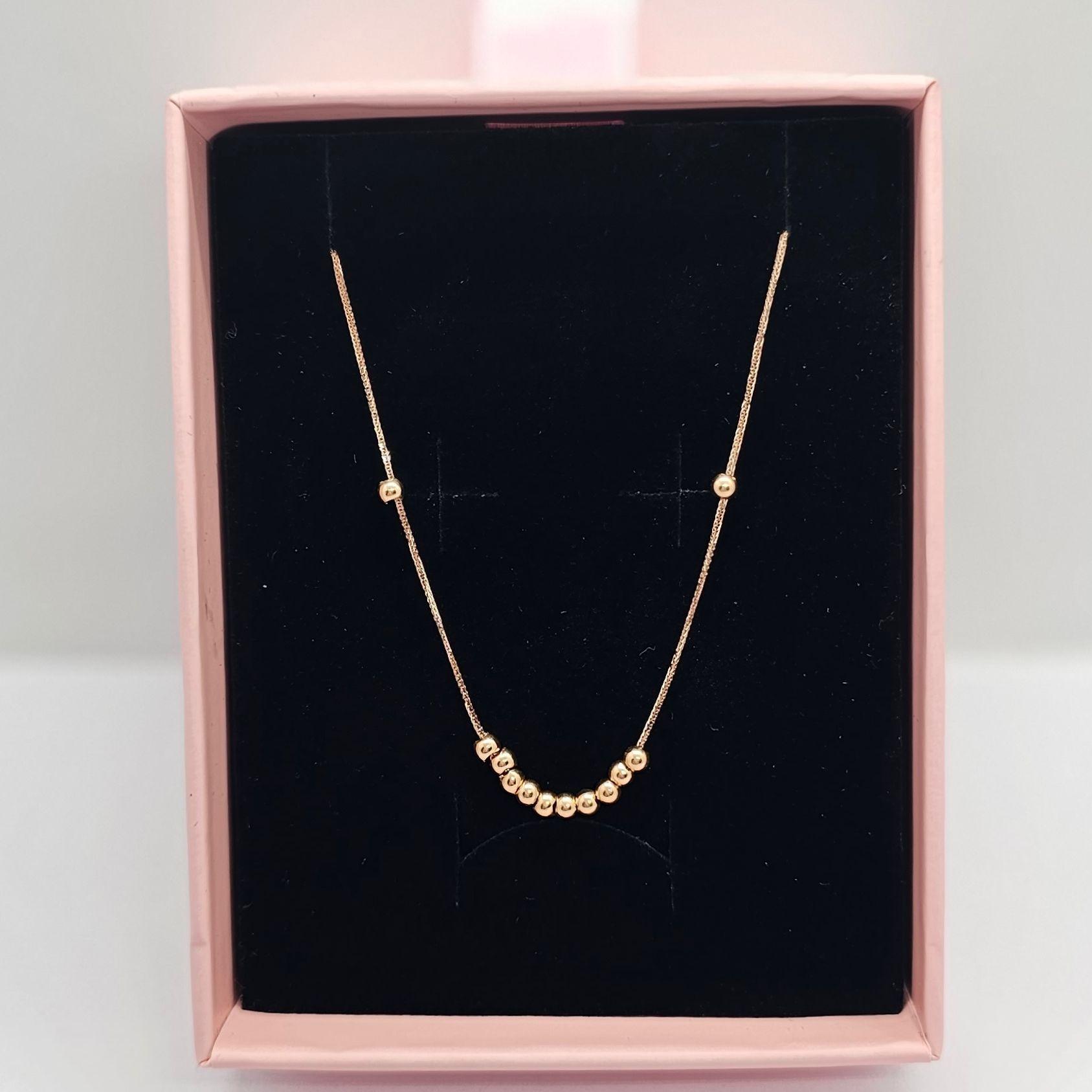 CADENA TEJIDA ORO ROSADO 18K COLGANTE 12 PELOTITAS 18K-6