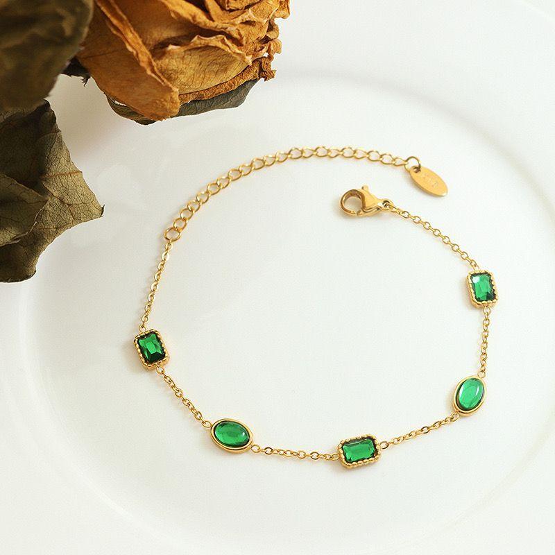 Pulsera Baño Oro 18k Cadena Esmeralda Formas-1