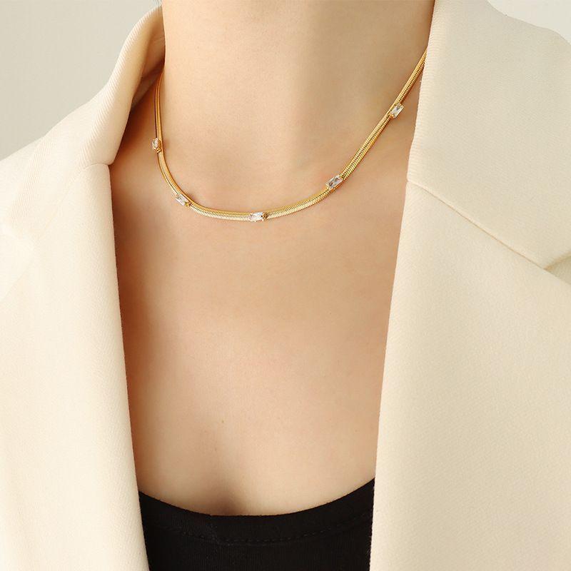 Collar Baño Oro Amarillo 18 Kilates Cintillo Circones-2