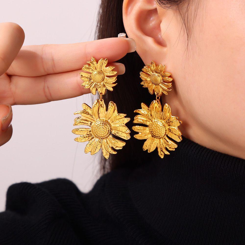 Aros Baño Oro 18k Margaritas-1