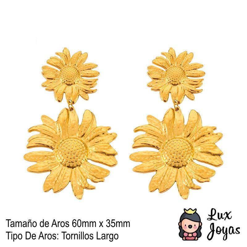 Aros Baño Oro 18k Margaritas-2