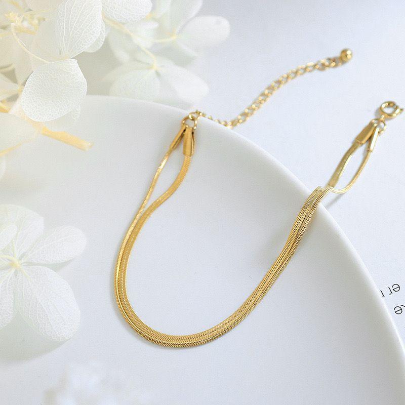 Pulsera Baño Oro 18k Doble Cintillo-1