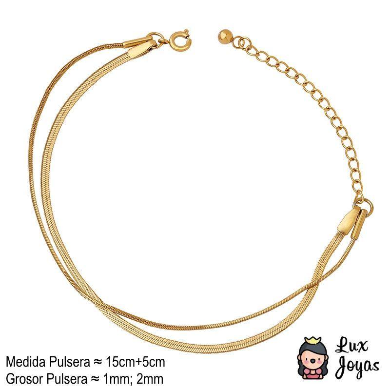 Pulsera Baño Oro 18k Doble Cintillo-4