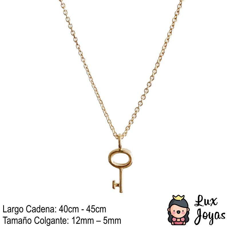 Collar Plata 925 Baño Oro Llave S Lisa-2