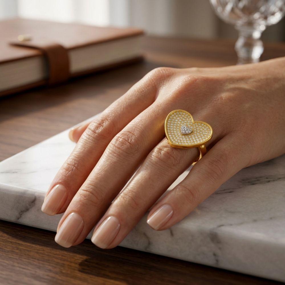 ANILLO ENCHAPADO ORO CORAZÓN BRIBRI-1