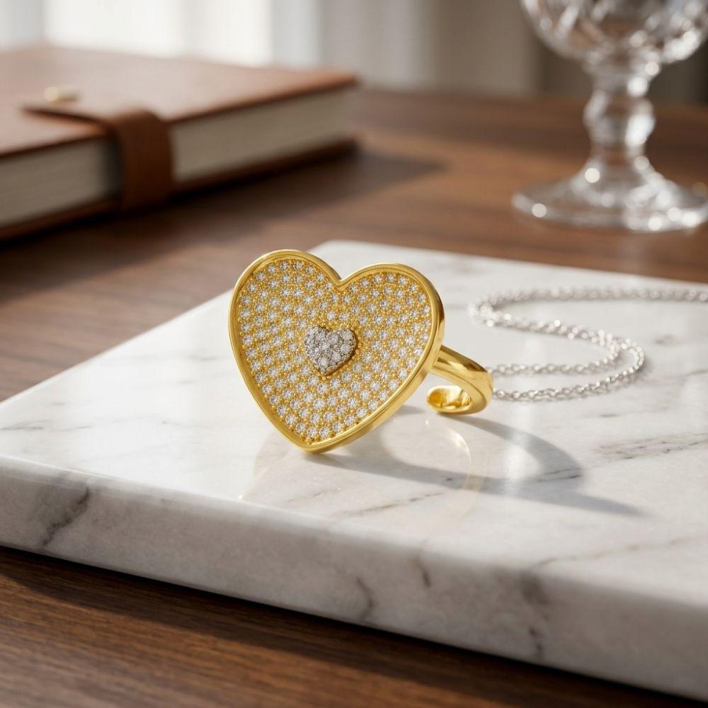 ANILLO ENCHAPADO ORO CORAZÓN BRIBRI-2
