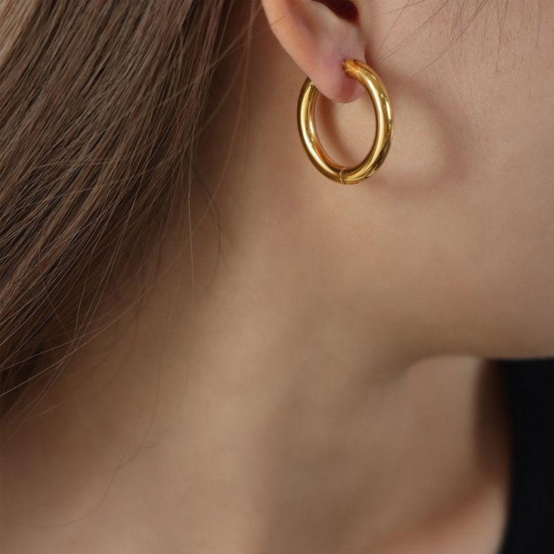 Aros Baño Oro 18k Argollas Tubo Gru L-3
