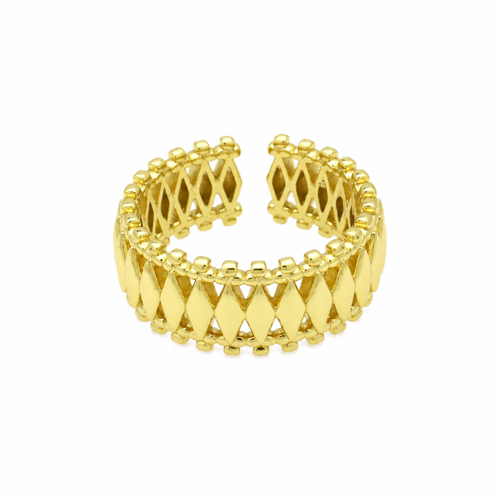 ANILLO ENCHAPADO ORO ROMBOS-0