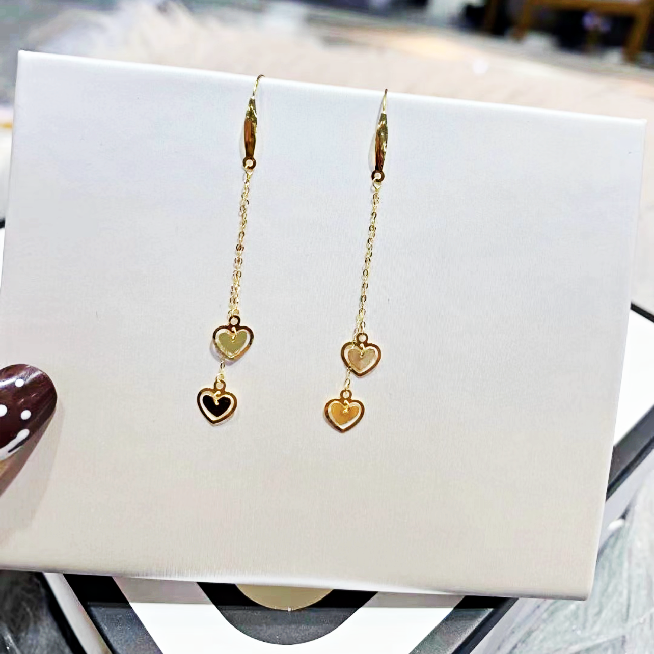 AROS LARGOS GANCHO CADENA CORAZÓN ORO AMARILLO 18K-2