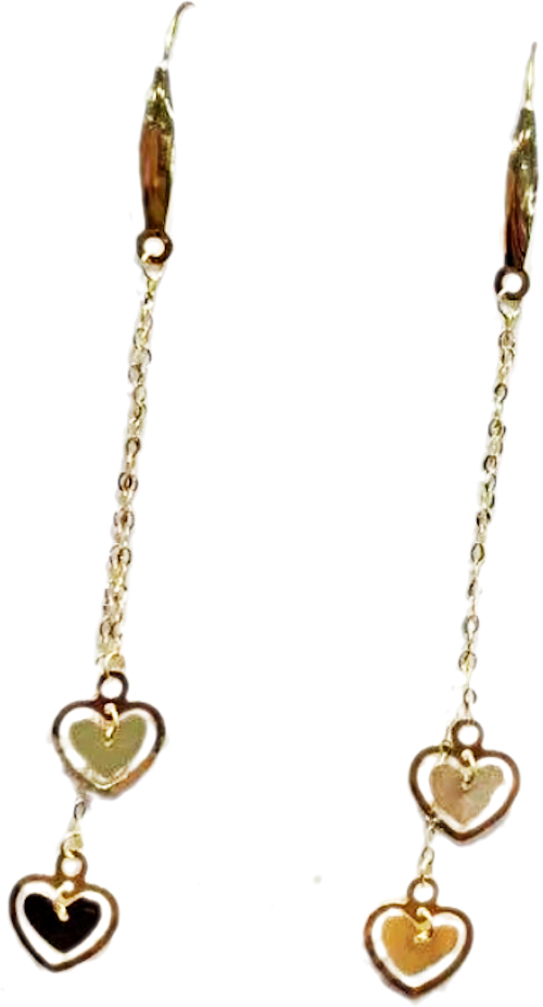 AROS LARGOS GANCHO CADENA CORAZÓN ORO AMARILLO 18K-0