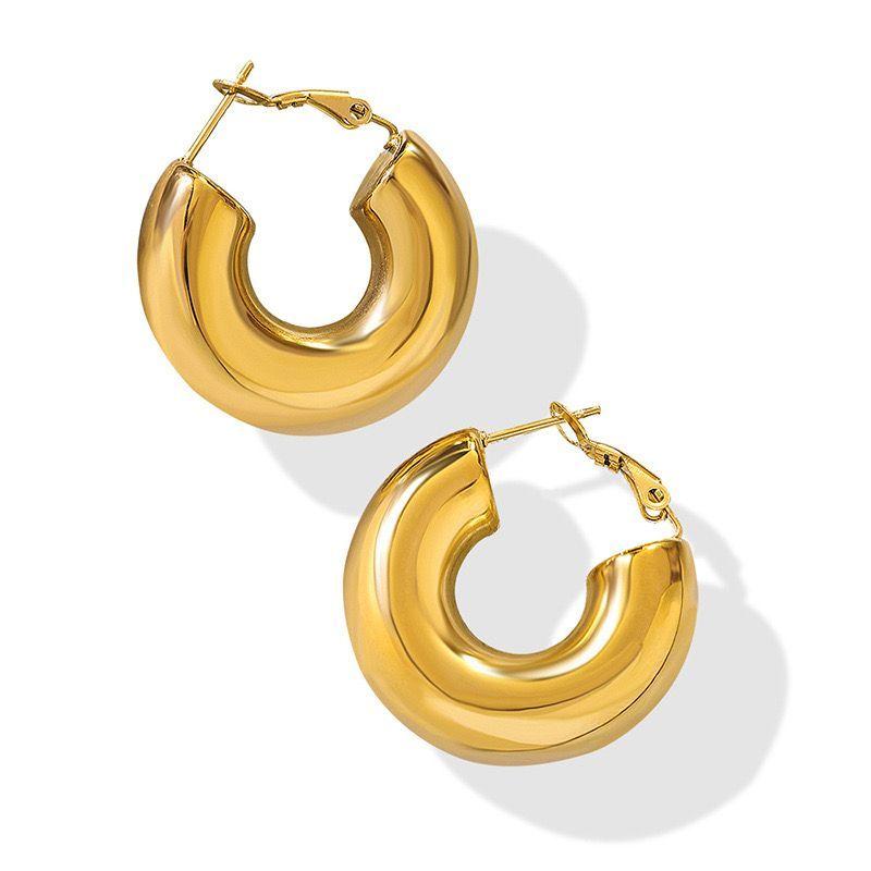 Aros Baño Oro 18k Bote U Gordo-0