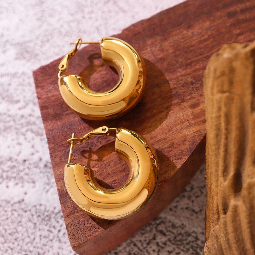 Aros Baño Oro 18k Bote U Gordo-1