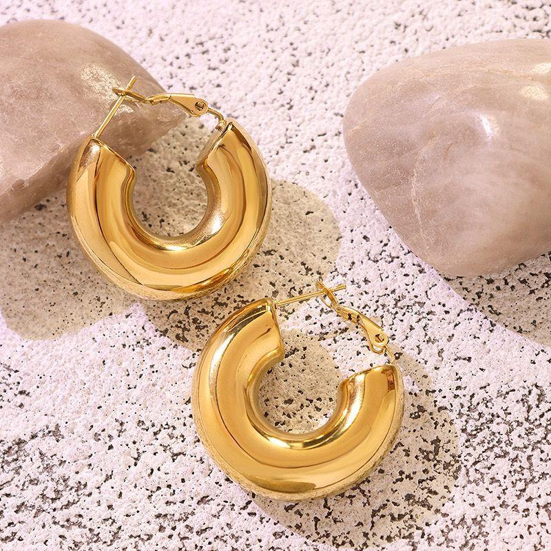 Aros Baño Oro 18k Bote U Gordo-2