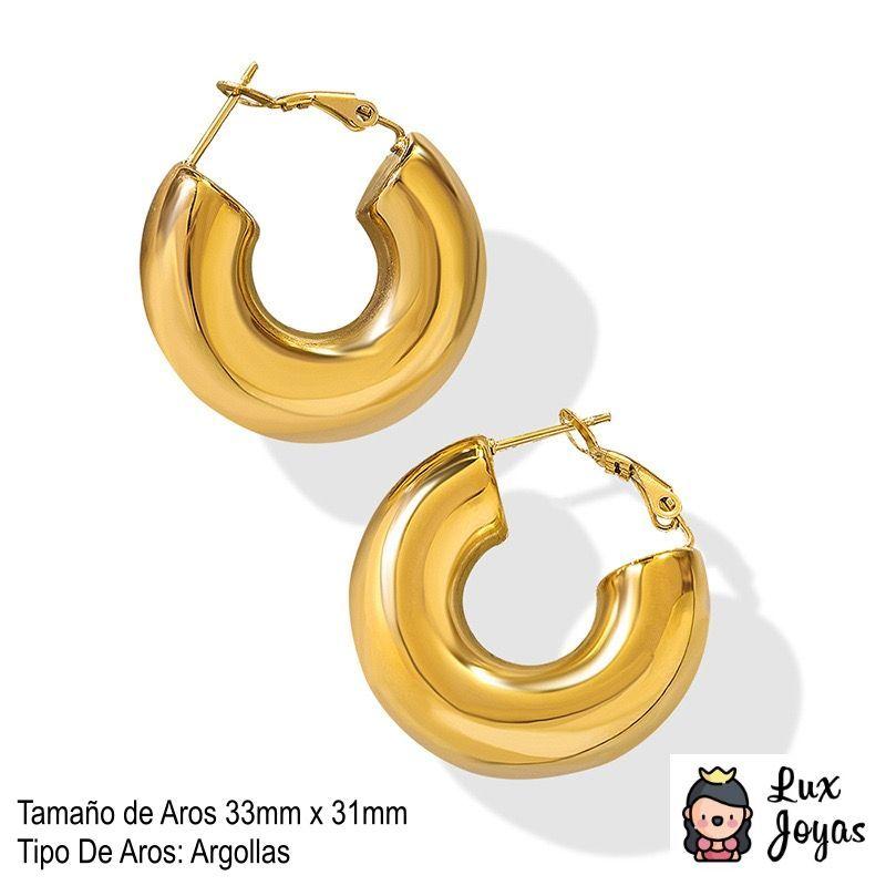 Aros Baño Oro 18k Bote U Gordo-4