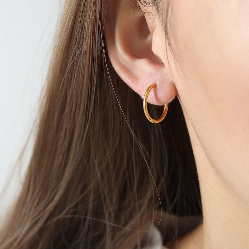 Aros Baño Oro 18k Argollas Lisas 17mm-3