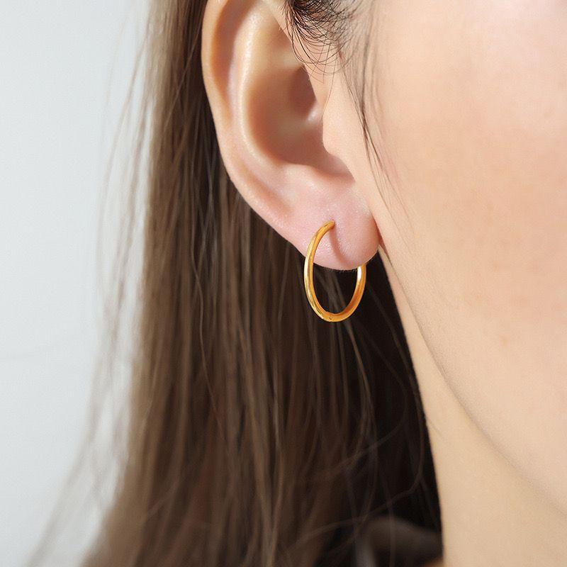 Aros Baño Oro 18k Argollas Lisas 19mm-3