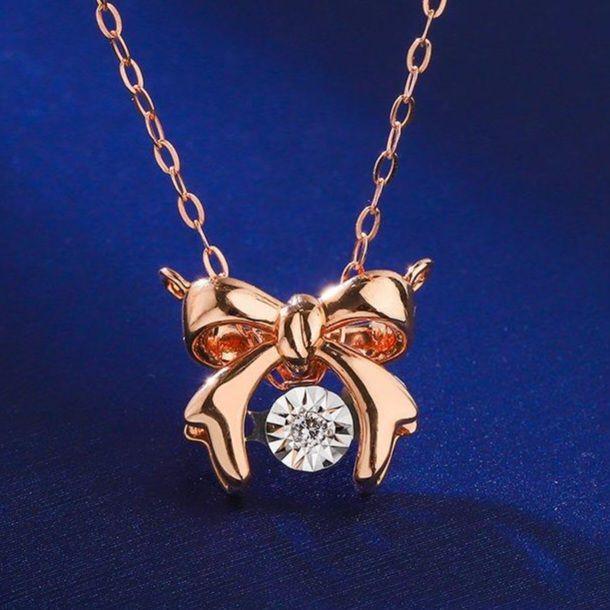 CADENA ESLABONES ORO ROSADO 18K COLGANTE CINTA DIAMANTE 3P-2