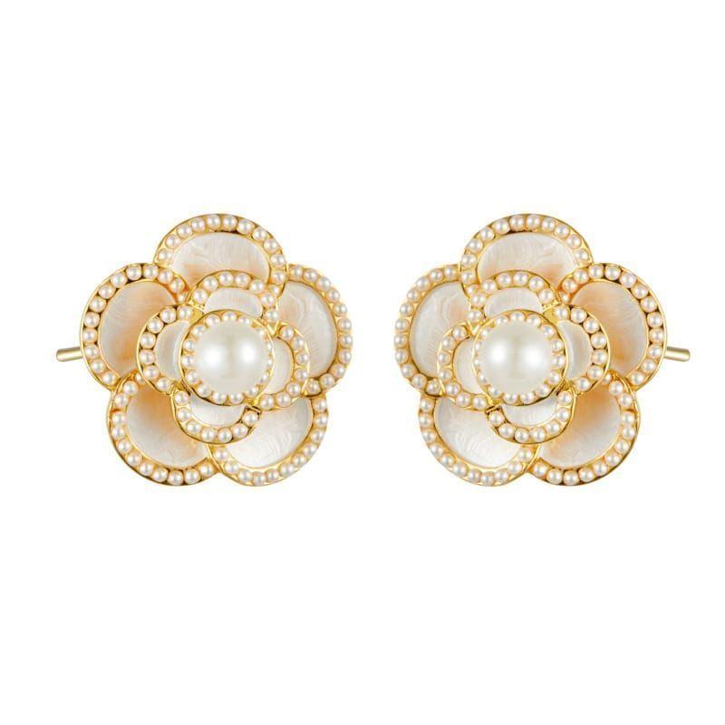 AROS CLIP ENCHAPE ORO FLOR PERLAS B-0