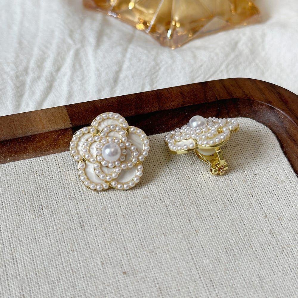 AROS CLIP ENCHAPE ORO FLOR PERLAS B-2
