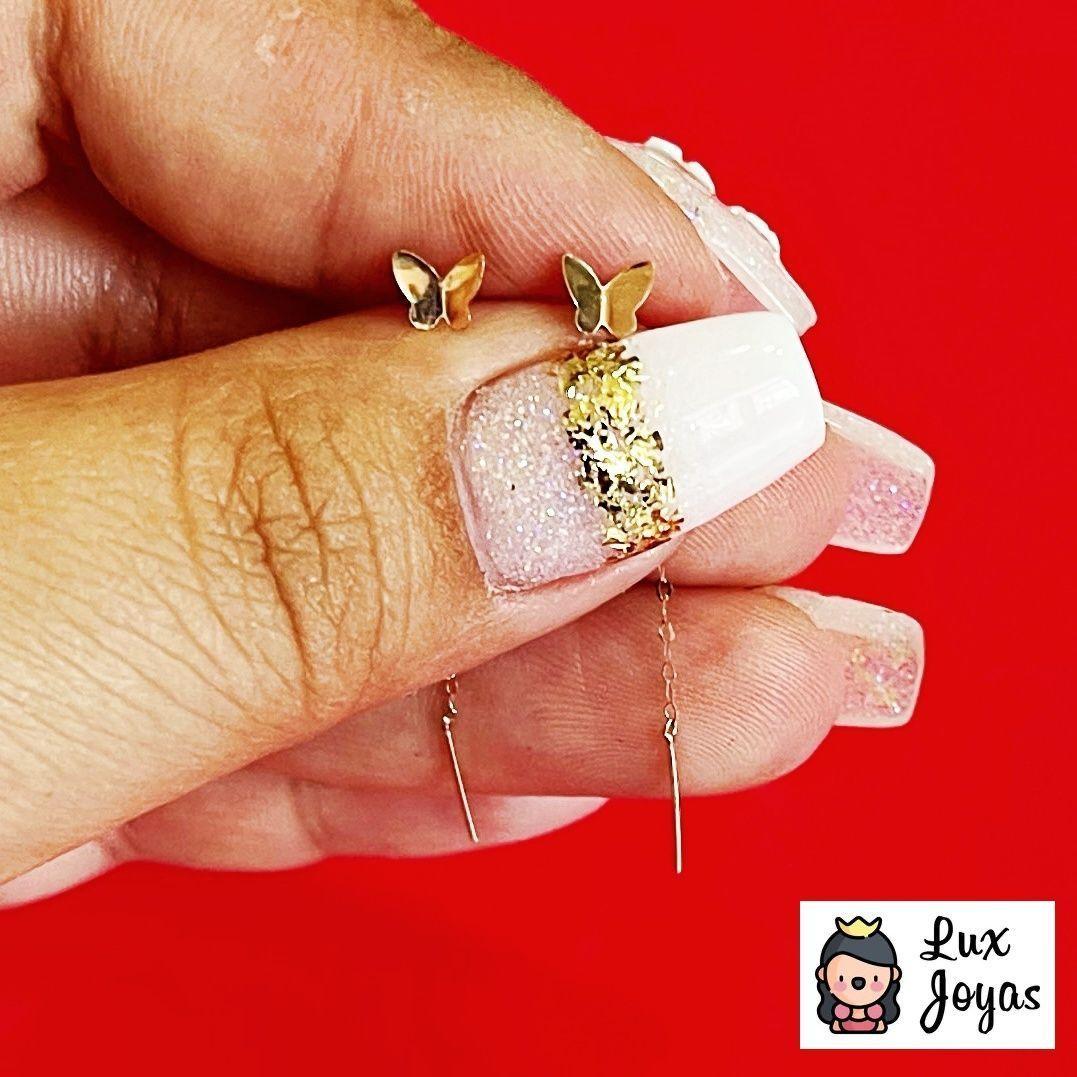 AROS LARGOS CADENA MARIPOSA ORO ROSADO 18K-4