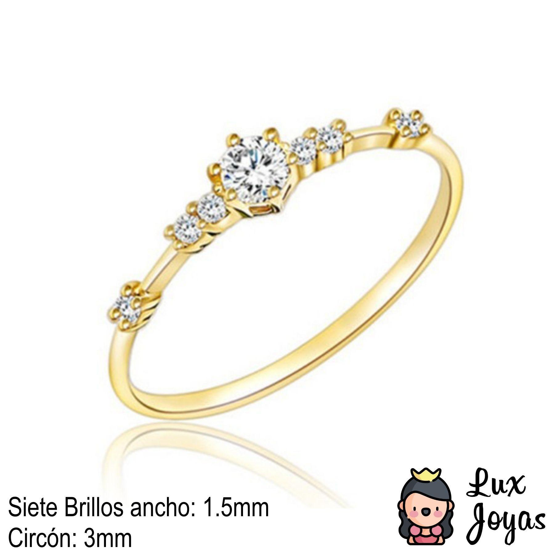 Anillo Plata 925 Baño Oro Siete Brillitos-2