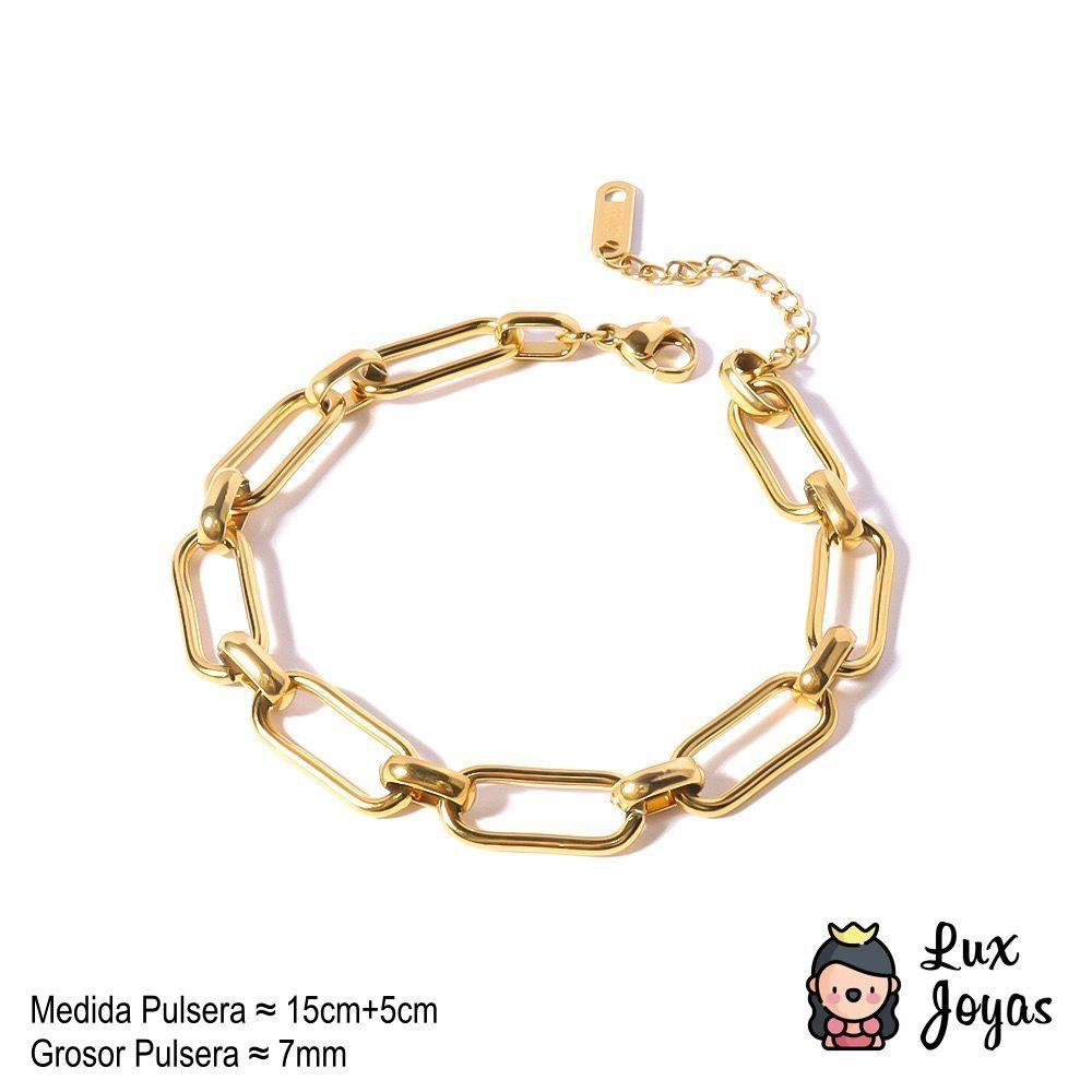 Pulsera Baño Oro 18k Eslabones L Plano-3