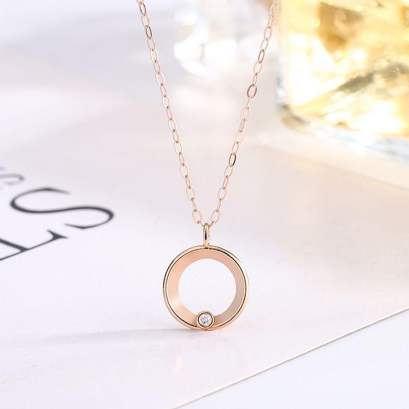 CADENA ESLABONES ORO ROSADO 18K COLGANTE CIRCULO L DIAMANTE 1P-2
